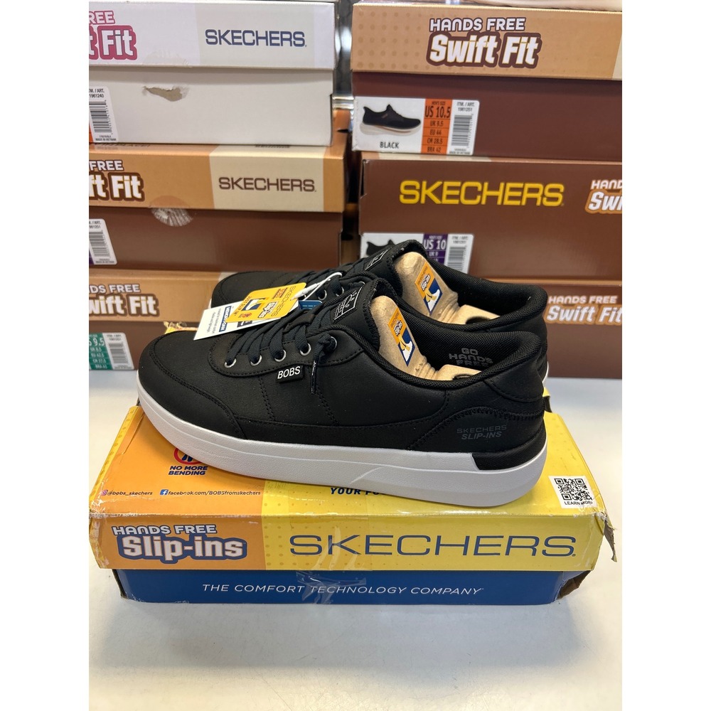 Skechers BOBS Slip-Ins Luna Light Women 9.5 Black Vegan Memory Foam Sneaker 0611